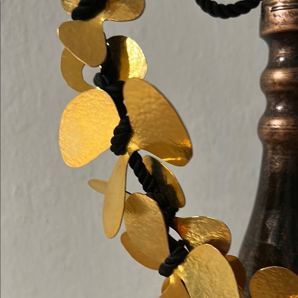 Gold Leaf Coral Necklace with Black Cord - Picture 6 of 8